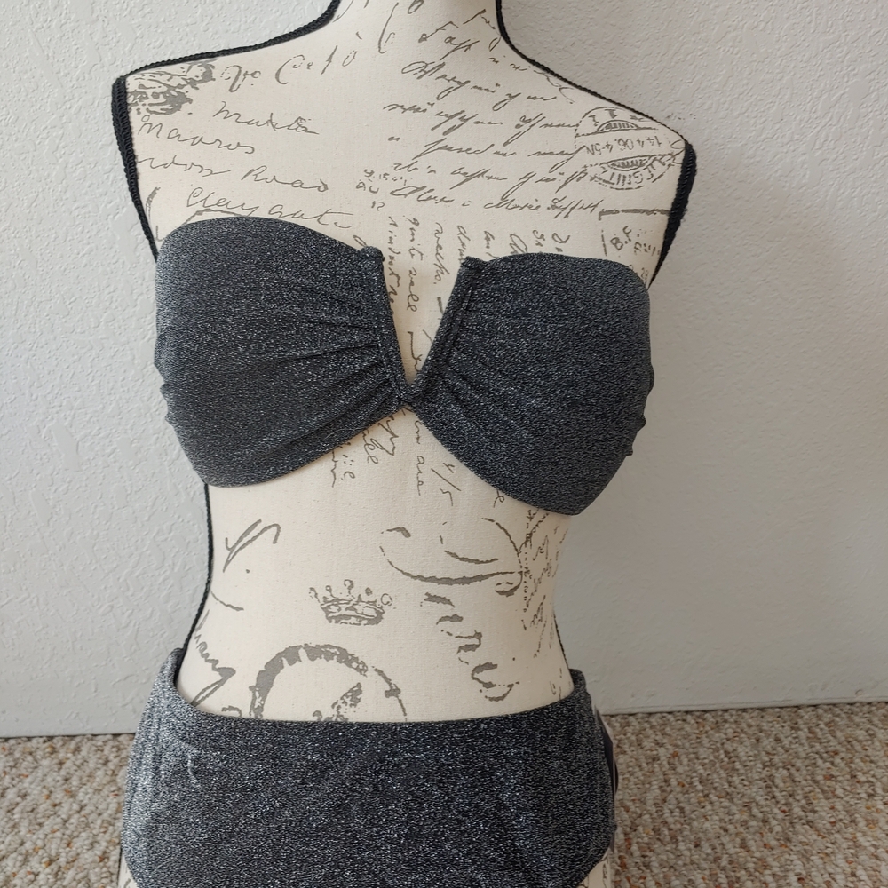 Uniqlo Black Glitter Bandeau Set